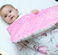 Ковдра плед дитячий плюшевий minky в ліжечко або коляску,80х 90 см, Балерини