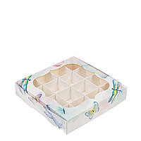 Коробка для цукерок з вікном "Акварель" 150х150х30 (на 16 шт)
