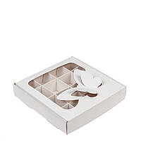 Коробка для цукерок з вікном "Метелик" 150х150х30 (на 16 шт), біла