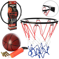 Баскетбольне кільце MR 0167, 32 см, металеве з кріпленнями, гра баскетбол вдома кільце сітка м'яч
