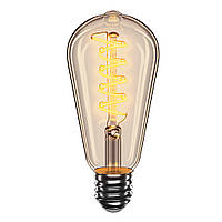 Декоративная филоментная LED лампа 4W E27 2700K 300Lm VELMAX V-Filament-Amber-ST64-Спираль-V