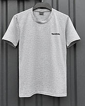Чоловіча футболка спортивна літня Reebok сіра Теніска пряма кулір Рибок на літо ЛЮКС якості