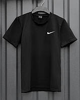 Мужская футболка спортивная летняя Nike черная Тенниска прямая кулир Найк на лето ЛЮКС качества