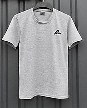 Чоловіча футболка спортивна літня Adidas сіра Теніска пряма кулір Адідас на літо ЛЮКС якості