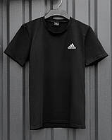 Мужская футболка спортивная летняя Adidas черная Тенниска прямая кулир Адидас на лето ЛЮКС качества
