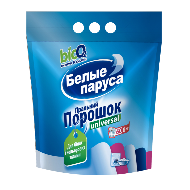 Пральний порошок універсальний для прання білої та кольорової білизни «Білі вітрила» UNIVERSAL 6 кг
