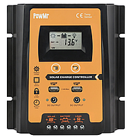 Контроллер заряда для солнечных батарей PowMr на ШИМ 12/24В 50А, USB MPPT PWM