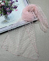 Легкий фатиновый шарф Горох мини 150*45 см розовый