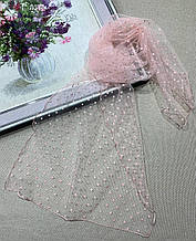Легкий фатіновий шарф Горох міні 150*45 см рожевий