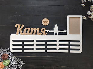 Іменна медальниця з дерева з фоторамкою, аеробіка, гімнастика, акробатика (будь-який вид спорту)