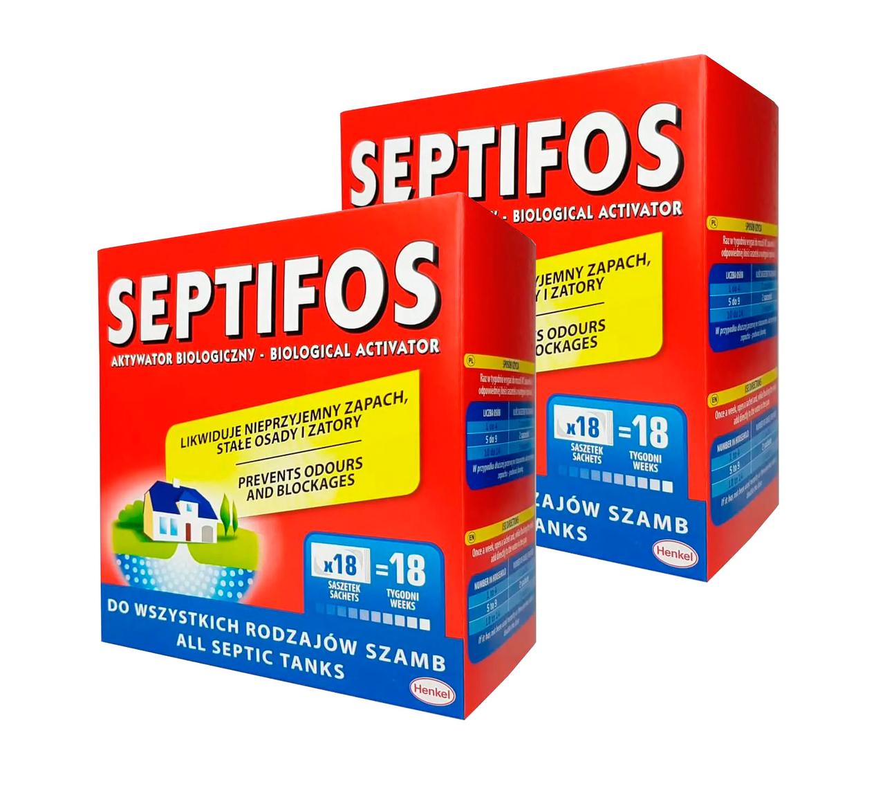 АКЦИЯ 1+1 ! БИОактиватор для септика Септифос Septifos 648г. 36 пакетов/порций, (две пачки по 18 пак.)