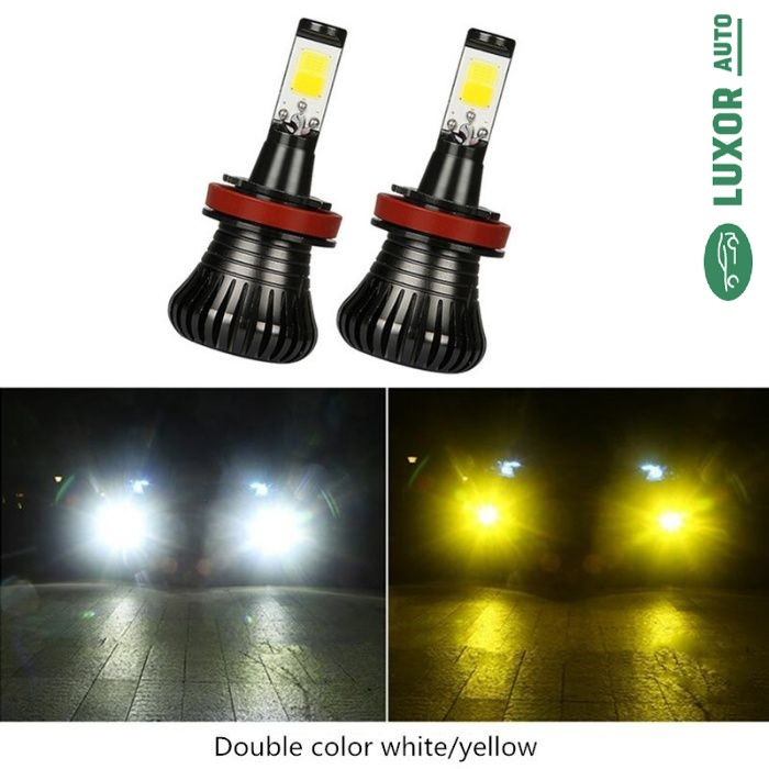 Двоколірні світлодіодні LED автолампи H8 H9 H11 H16JP у протитуманні фари (ПТФ) 3000K / 6000K, фото 1