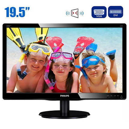 Монітор Philips 200V4LAB / 19.5" (1600x900) TN+film / DVI, VGA / Вбудовані колонки 2x 2W, фото 2