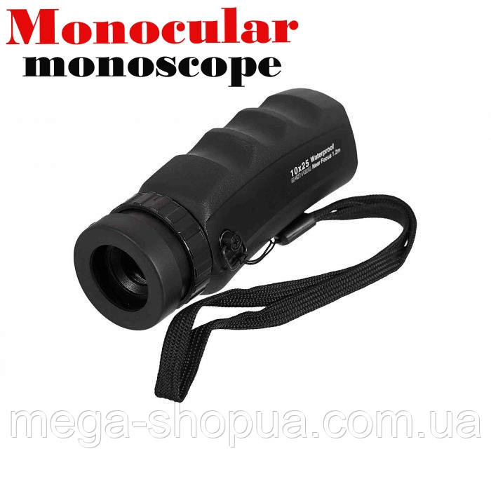 Компактний монокуляр 10x25 Monoscope W10 підзорна труба для спостереження. Об'єктив телескоп для полювання та риболовлі
