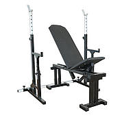Силовий комплект A482: лава для жиму + силові стійки до 200 кг