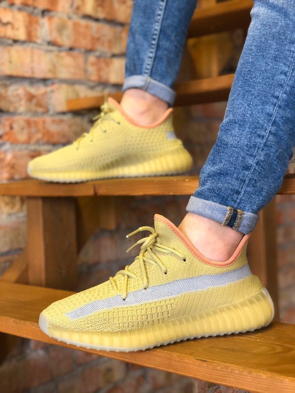 Кросівки Adidas Yeezy Boost 350 V2 Marsh Yellow літні жовті жіночі адідас ізи буст сітка текстиль, фото 1