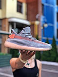 Кросівки Adidas Yeezy Boost 350 V2 trfrfrm літні жіночі сірі з жовтогарячим адідас ізі буст сітка, фото 2