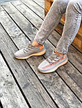 Кросівки Adidas Yeezy Boost 350 V2 trfrfrm літні жіночі сірі з жовтогарячим адідас ізі буст сітка, фото 6