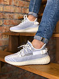 Кросівки Adidas Yeezy Boost 350 V2 Reflective літні жіночі сірі адідас ізи буст сітка рефлективн, фото 6