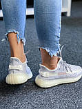 Кросівки Adidas Yeezy Boost 350 V2 літні жіночі сірі адідас і буст сітка рефлективні шнурки, фото 5