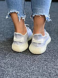 Кросівки Adidas Yeezy Boost 350 V2 літні жіночі сірі адідас і буст сітка рефлективні шнурки, фото 9