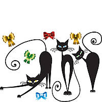 Декоративная наклейка Арт-Декор 21 Черные кошки 50 см X 70 см Чёрный 2000000483771