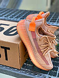 Кросівки Adidas Yeezy Boost 350 V2 Clay жовтогарячі літні жіночі адідас і буст сітка текстиль, фото 4