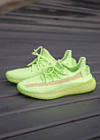 Жіночі кросівки Adidas Yeezy Boost 350 glow in the dark салатові літні повсякденні адідас і буст сітка, фото 2