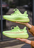 Жіночі кросівки Adidas Yeezy Boost 350 glow in the dark салатові літні повсякденні адідас і буст сітка, фото 3