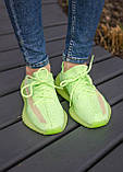 Жіночі кросівки Adidas Yeezy Boost 350 glow in the dark салатові літні повсякденні адідас і буст сітка, фото 6