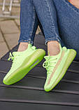 Жіночі кросівки Adidas Yeezy Boost 350 glow in the dark салатові літні повсякденні адідас і буст сітка, фото 8
