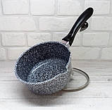 Ківш з антипригарним покриттям гранітним 1.3 л Edenberg EB-8043 Сотейник із кришкою скляний Сірий, фото 4