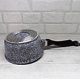 Ківш з антипригарним покриттям гранітним 1.3 л Edenberg EB-8043 Сотейник із кришкою скляний Сірий, фото 6