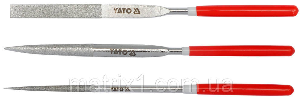 Набір алмазниз надфіл 3 пр. 160/50 х 4 мм YATO (Польща), фото 1