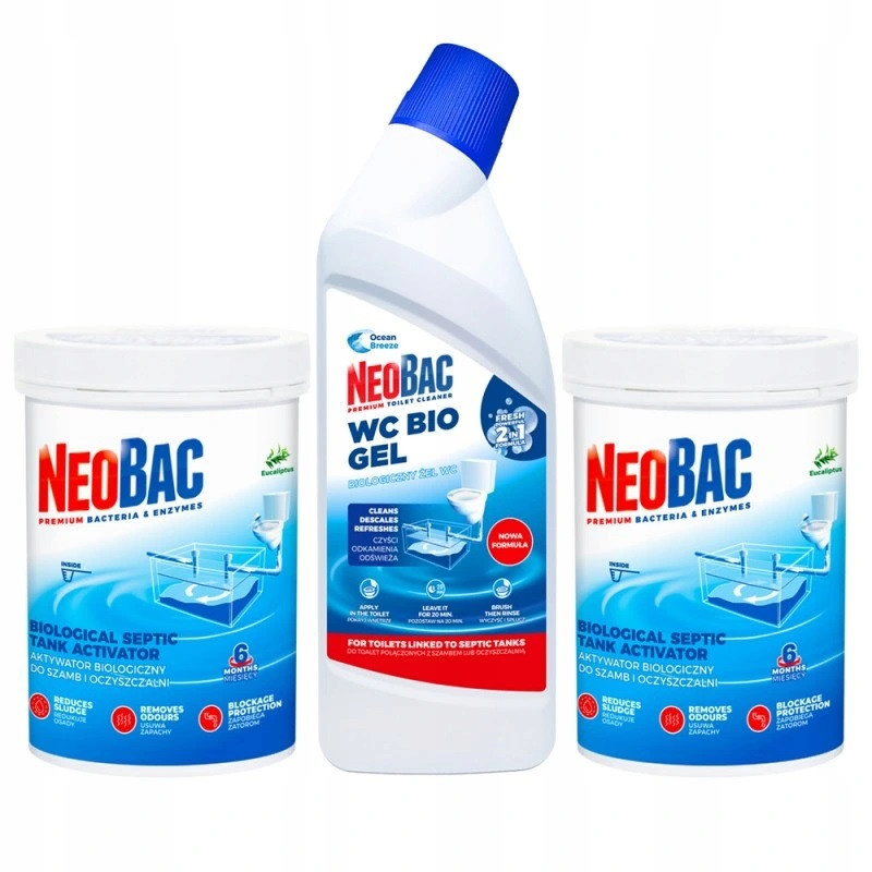 Набір Біоактиваторів Neobac для септика на 1 рік + Bio Gel WC 750 мл