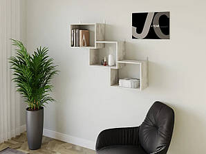 Настінна полиця для книг на 3 комірки ДСП, сучасні полички для дому, сучасні полички для дому II FT-10 Білий