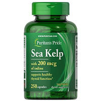 Водоросли для щитовидки йод Puritan's Pride Sea Kelp with 200 mcg iodine (250 капсул.)