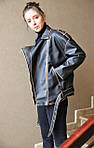 Жіноча курточка-косуха шкірянка видовжена Код ІР2091, фото 3