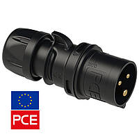 Вилка кабельная PCE 013-6x IP44 2P+PE 16A 230V черная силовая (Black Stage, Event, TV, Film Commando)
