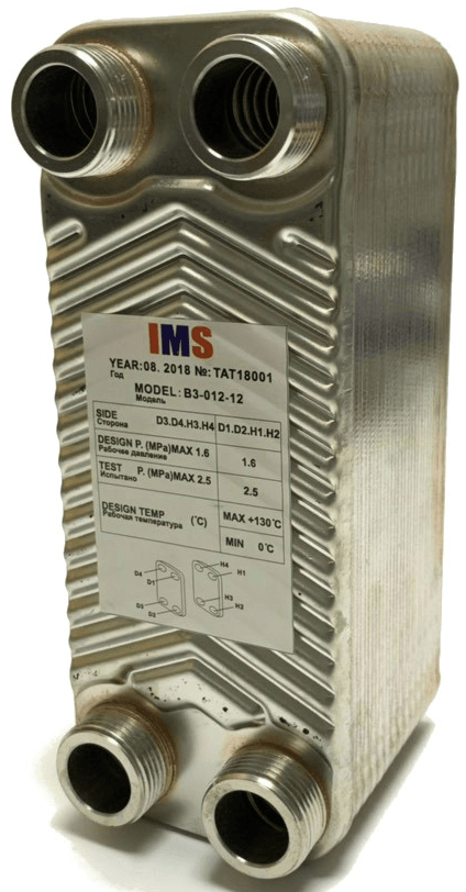 Пластинчастий теплообмінник IMS B3-012-ZB-30, Ø3/4" (30-50кВт)