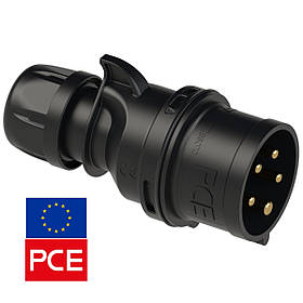 Вилка кабельна PCE 015-6x IP44 3P+N+PE 16A 400V чорна силова (Black Stage, Event, TV, Film Commando)