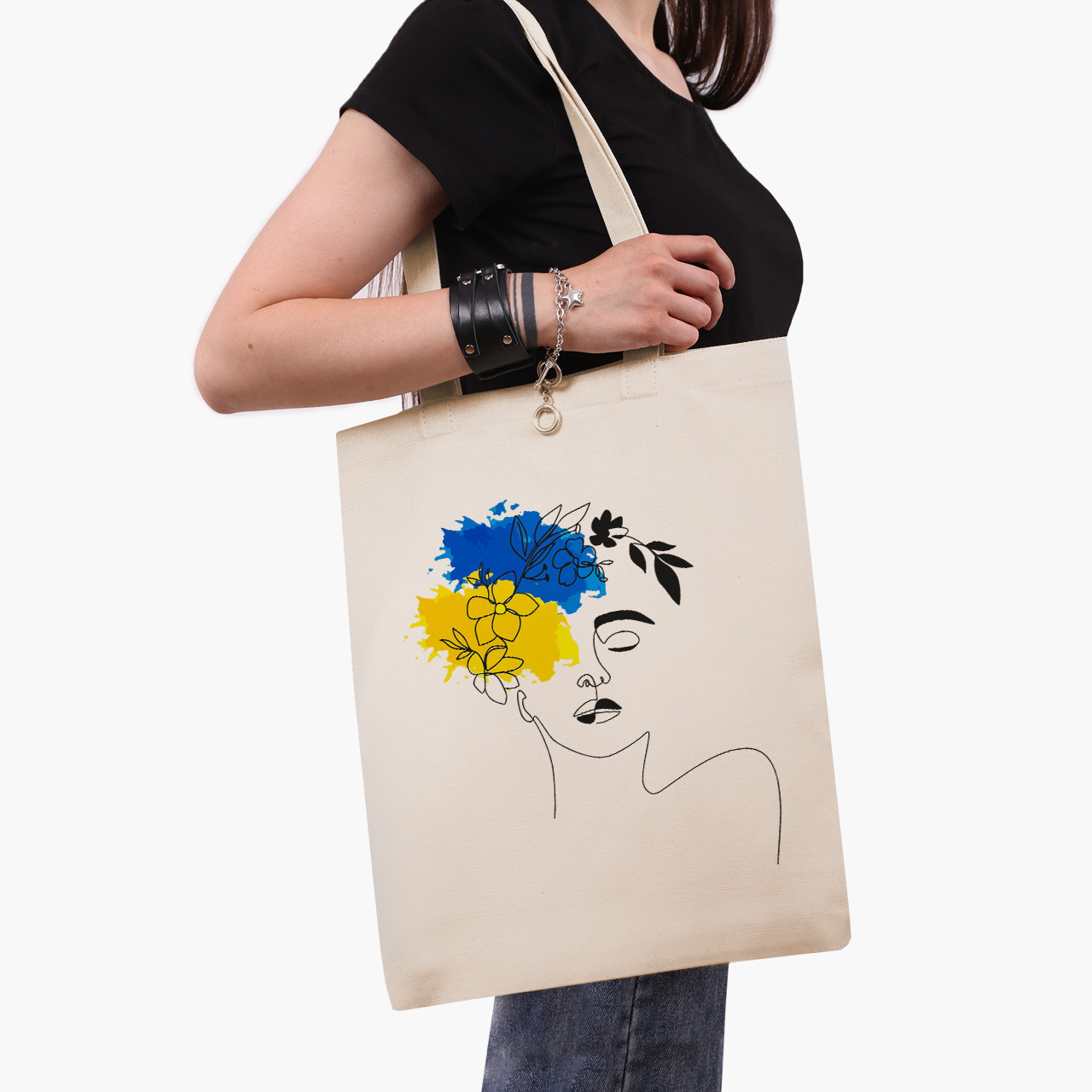 Еко сумка Ім'я її - Україна, шопер з принтом бежевий саржа, фото 1