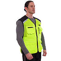 Жилет светоотражающий с карманом SP-Sport MS-1223 для прогулок и тренировок в темное время суток XL-2XL