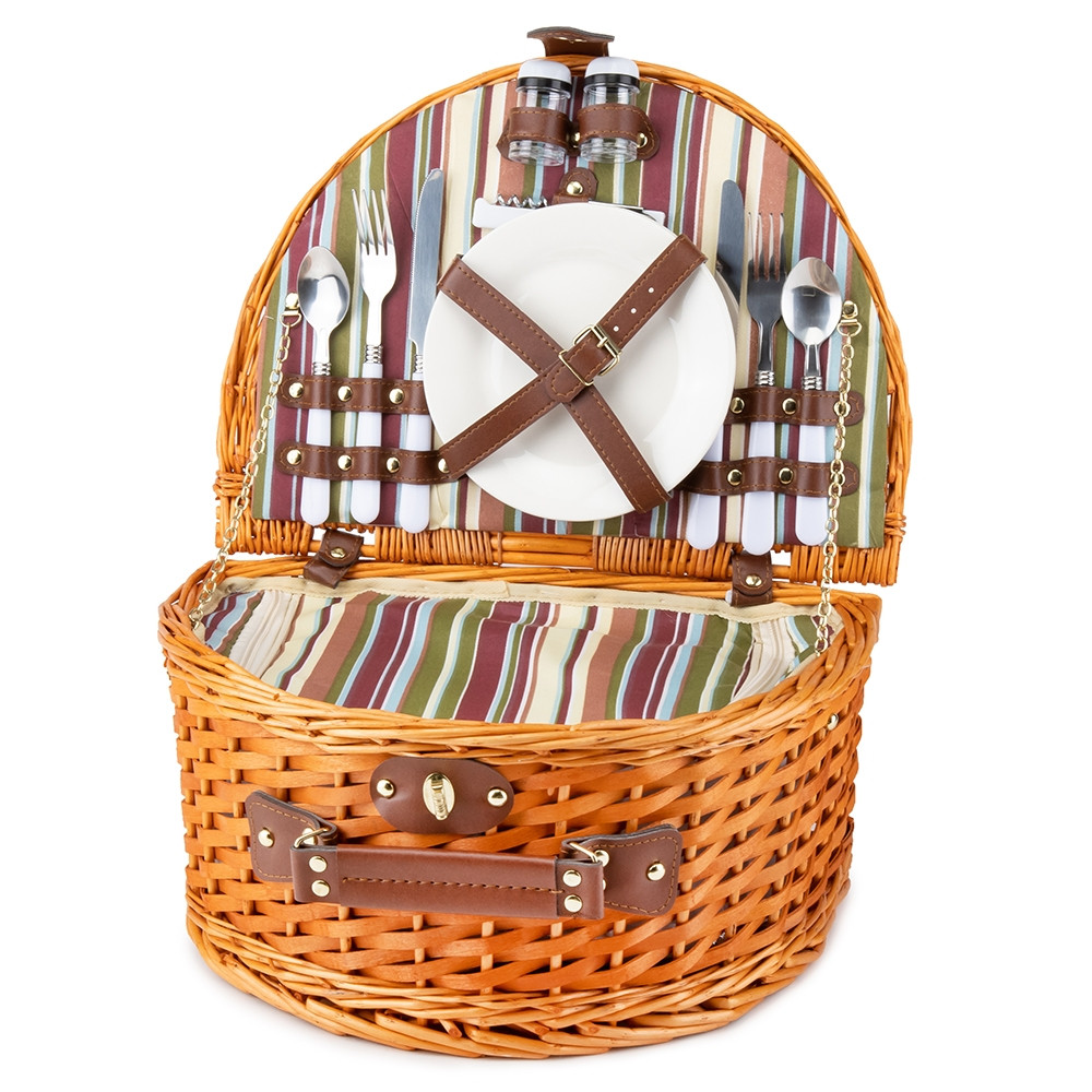 Кошик із лози для пікніка на 2 персони, коричневий 40*31*20 см (0503-023)