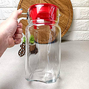 Глечик скляний з червоною кришкою Pasabahce Луна 1,7л (43544), фото 1