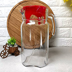 Глечик скляний з червоною кришкою Pasabahce Луна 1,7л (43544), фото 3