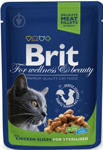 Вологий корм д/стерилізованих котів Brit Premium Cat Chicken Slices for Sterilised pouch 100 г (курка), фото 1
