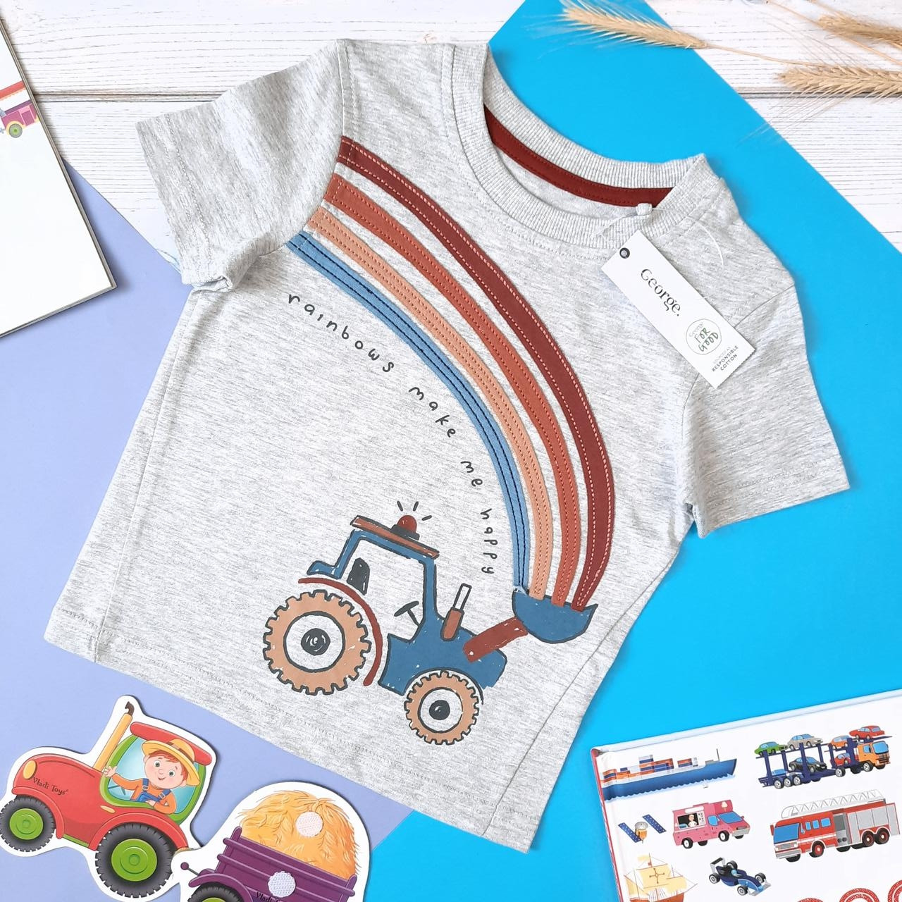 Футболка для хлопчика від 6 до 7 років джордж оригінал кольорова бавовняна з малюнком, фото 1