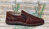 Чоловічі шкіряні літні комфортні туфлі TRAFFIC 0436, коричневі, розм. 43, фото 2