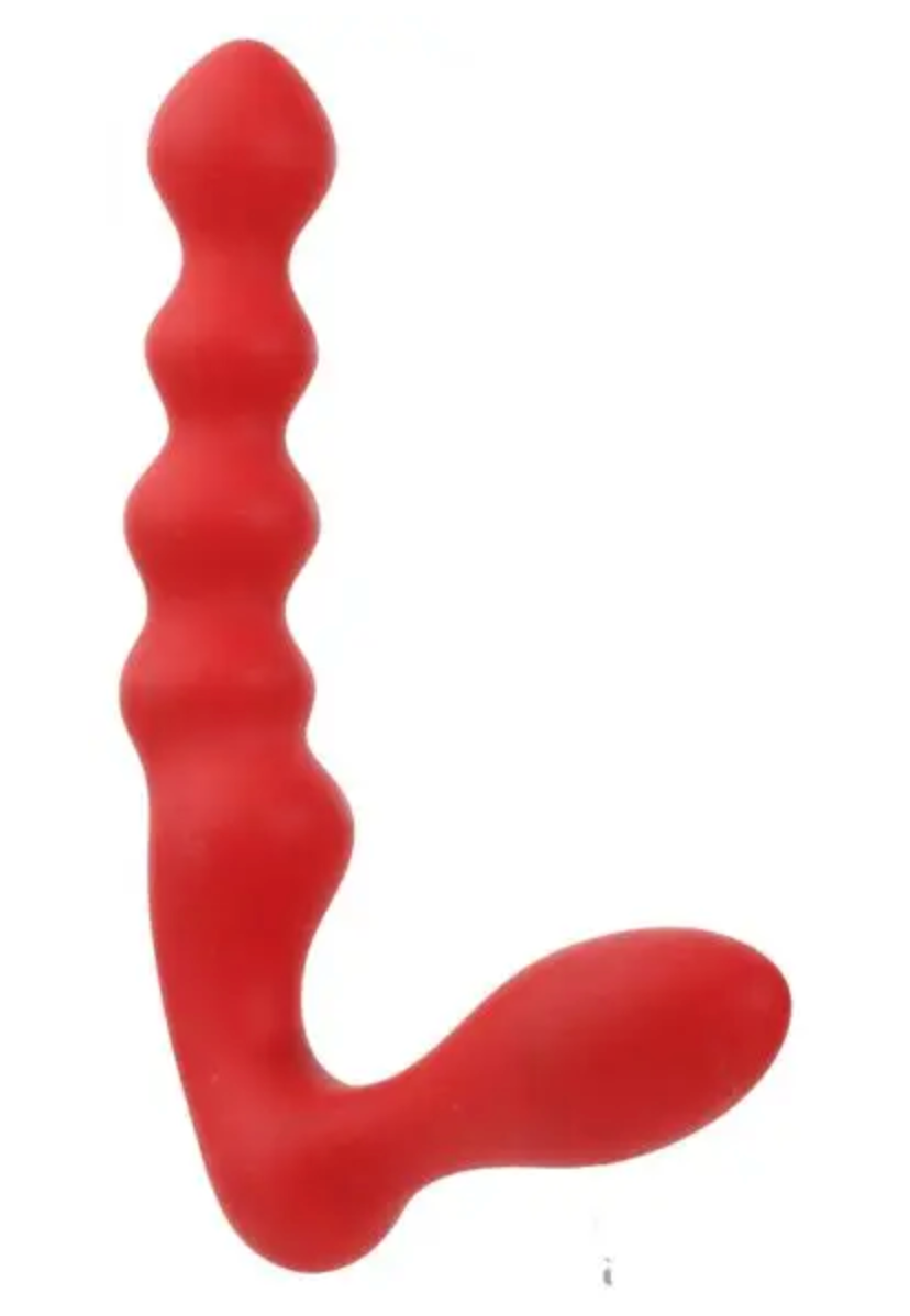 Безремний страпон Purrfect Silicone Butt Plug Red, 22х4 см., фото 1
